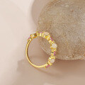 wholesale S925 Sterling Silver Spring Summer Cream Style Opal Ring Cross-border TikTok Live Small Gemstone Natural Opal Inlaid Ring-0-3