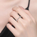 Sterling Silver Ring with Moissanite, Interwoven Love Design-0-2