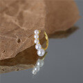 wholesale S925 Sterling Silver Small And Large Pearl Hoop Ear Cuffs, Korean Style Minimalist Earrings For Non-pierced Ears-0-3
