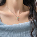 wholesale S925 Silver Nalan Fresh Sweet Niche Design Inlaid Diamond Oval Vajra Cross Necklace Y01876-0-1