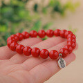 wholesale Pure Silver New Chinese Style Peace Silver Plaque Emperor's Cinnabar Bead Bracelet for Women, High-Content Cinnabar Beads, Metaphysical Wealth-Attracting Bracelet-0-1