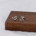 wholesale S925 silver heart-shaped earrings, Korean-style hollow openwork heart with light beads and threaded screw earrings, jewelry M01690-0-2