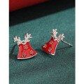 wholesale 925 Sterling Silver Christmas Red Bell Earrings for Women, Small and Minimalist New Arrival High-end Autumn Winter Stud Earrings-0-1