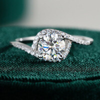 S925 Silver Moissanite Ring 1ct Four-Prong Classic Wholesale-1 carat (superior white moissanite)  Hong Kong lot number 10
