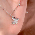 wholesale S999 Silver Butterfly Necklace Women's Viral Crushed Ice Crystal Pendant Forest Style Sweet Minimalist Niche Luxury High-End Sense Collarbone Chain Wholesale-0-3