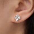 wholesale 925 Sterling Silver Flower Moissanite Earrings Heart-shaped Four-petal Design Sweet Style Women's Bestseller Hot Selling on Independent Websites-0-3