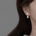wholesale S925 Sterling Silver Waterdrop Pearl Earrings Women's Korean Style Light Luxury Elegant Internet Celebrity Butterfly Short Design M01175-0-2