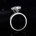 S925 Silver Four-Claw 5ct Moissanite Double Row Egg Solitaire Wedding Ring-0-2