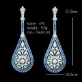 wholesale Metal Material: 925 Silver Gold Plated High Carbon Diamond Royal Blue Teardrop Shape Antique Pipa Event Party Versatile Women's Earrings-0-2