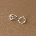 wholesale S925 Sterling Silver Ins French Style High-End Light Bead Floral Circle Ear Clips M05910-0-4