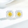 925 Sterling Silver Earrings with Zirconia and High Carbon Diamond, Ice Flower and Radiant Cut-0-1