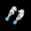 wholesale 925 Silver Gold-Plated Drop Chain Earrings with High-Carbon Diamonds, Cartier-Inspired Panther, Blue Turquoise, Versatile Jewelry for Women-0-2