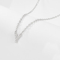 wholesale 925 Sterling Silver 26 Letter Necklace Light Luxury High-End Sense Pendant Necklace with Diamond-Encrusted Letters for Women Cross-Border E-Commerce Jewelry-Y-Necklace-Platinum&gt;925 Silver (40+5cm)
