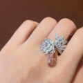 wholesale S925 Silver 7*13 Padparadscha High-Carbon Diamond Stylish Ring for Women,Ins。-0-1