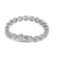 wholesale 925 Silver Plated Moissanite 3-4-5-65MM Euro-American Hip Hop Ice Cube Bracelet Full Silver Moissanite Stone Cross-border Men's Moissanite-Silver with zircon 4.0 gold 16cm