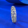 wholesale S925 Silver Moojing Jewelry New Lace Diamond Grid Carved Stackable Ring Fashion Light Luxury Simple Style for Daily Wear-0-1