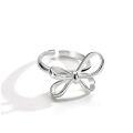 wholesale S925 Sterling Silver Bow Ring for Women, Korean Style New Ins Trend Minimalist Niche Adjustable Open Ring-0-4