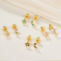 wholesale S925 Sterling Silver Star and Moon Diamond Inlaid Stud Earrings, Dainty and Delicate Five-Point Star, Ins-Style Daily Wear Versatile Ear Accessories-0-1