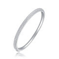 wholesale 18k White Gold Plated 925 Silver Full Circle Moissanite Stackable Bracelet, Versatile Layered Style-0-0