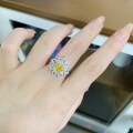 wholesale PT950 plated 925 sterling silver zirconia ring for women, wedding band, diamond ring, yellow diamond, radiant cut, ice flower cut ring wholesale-0-3