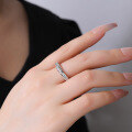 wholesale S925 rhodium-plated heavy work design Enzela pure silver ring with curved pave setting and zircon-0-1
