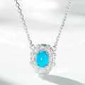 925 Sterling Silver Turquoise Set Necklace Women's Simple Full Diamond Stud Earrings Pigeon Egg Ins Style Chain-0-0