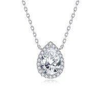 wholesale S925 silver gold-plated hypoallergergic, HW classic same style 2-carat teardrop full moissanite women's daily necklace-2 carats 925 silver