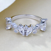 wholesale S925 Sterling Silver Irregular Zirconia Row Ring, High-End Party Fashion Ring for Women, Live Streaming Xiaohongshu-R1391 8