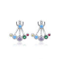wholesale S925 Sterling Silver Sweet Colorful Zircon Star Earrings For Women, Small Niche Design With A Sense Of High-end Inlaid Zircon Studs-0-0