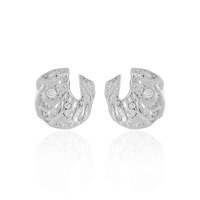 wholesale S925 Sterling Silver Geometric Irregular Rhinestone Crinkle Foil Textured Minimalist Earrings for Women-Platinum [with sterling silver ear plugs] > 925 silver