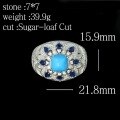 wholesale 925 Silver Gold-Plated Ring with High-Carbon Diamond, Blue Turquoise, Art Deco Style, Unique and Versatile Jewelry for Elegant Women-0-1