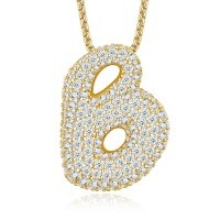 925 Silver Gold-Plated Letter Pendant Choker Necklace for Women-letter B