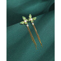 wholesale S925 Silver Zircon Butterfly Pearl Earrings with Drip Enamel and Long Tassels, Factory Direct Supply-0-0