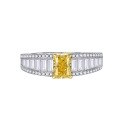 wholesale 925 Silver New Jewelry High Carbon Diamond Fancy Yellow Diamond 5*7mm Radiant Cut European and American Popular Ring-0-4