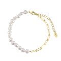 wholesale S925 Sterling Silver Baroque Pearl Link Bracelet for Women, Freshwater Pearl, Direct from Manufacturer-0-4