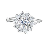 wholesale S925 Sterling Silver Floral Ring for Women, High-End European and American Style Wedding Ring-Platinum US size 8#