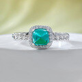 wholesale S925 Sterling Silver Simulated Emerald 5*5mm Sugar Loaf Ring, Daily Fashion Minimalist Style-0-6