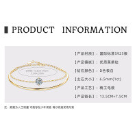 S925 Sterling Silver Four-Leaf Clover Moissanite Bracelet for Women-Personalized stacked bracelet [K gold]  925 silver