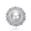 wholesale S925 Silver New Style Pearl Inlaid Ring 14mm Elegant Textured Women's Silver Ring-0-5