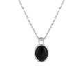 wholesale S925 Sterling Silver Small Geometric Oval White Agate Pendant Minimalist Luxury Choker Necklace for Women-0-6