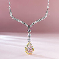 wholesale S925 Sterling Silver New Drop-shaped One-carat Pink Diamond Necklace Imported High-carbon Diamond Pendant for Women Minimalist-N247 Pink Diamond >925 Silver