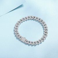 wholesale Platinum-Plated S925 Sterling Silver High-Quality Women's Moissanite Bracelet, Luxurious and Fashionable Ready-to-Ship-24 sections/4.31 carats (15.5CM) 925 silver