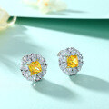 wholesale S925 Sterling Silver Yellow Zircon Ear Studs High-End European and American Personality Flower Earrings Colored Gemstone Yellow Crystal Earrings for Women Wholesale-0-1