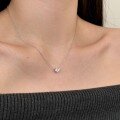 wholesale S925 Sterling Silver Dainty and Elegant Love Zircon Necklace, Minimalist Design with a Sophisticated Collarbone Chain-0-2