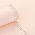 wholesale S925 silver square bead bracelet for women students, personalized fashion geometric double-layer accessory, popular live streaming hand jewelry-0-1