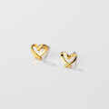 wholesale S925 Sterling Silver Japanese-style Minimalist Hollow Heart Shape Sweet Mini Love Sweet Earrings G1645-0-2