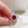 wholesale 925 Silver Pigeon Blood Ruby Necklace 8*10mm Oval Bezel Set Vintage Style Pendant Chain, Hot Seller in Live Streams-0-3