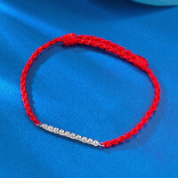 wholesale 925 Sterling Silver Adjustable Single-Row Red Rope Lucky Bracelet for Couples and Best Friends, Zhuo Fan Jewelry New Design-B157 Red String Bracelet 925 Silver
