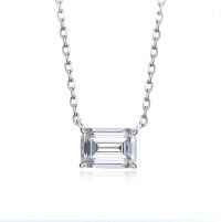 wholesale S925 Silver Pagoda-Cut Necklace for Women, High-Carbon Diamond Olive-Shaped Stacking Collarbone Chain, New by Zhuo Zhifan-N034 Platinum &gt; 925 Silver