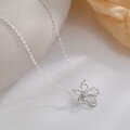 wholesale S925 Sterling Silver Artisan Miracle Flower Micro-Inlaid Zircon Five-Petal Necklace for Women, Light Luxury Small Batch Design, Ins Style-0-1